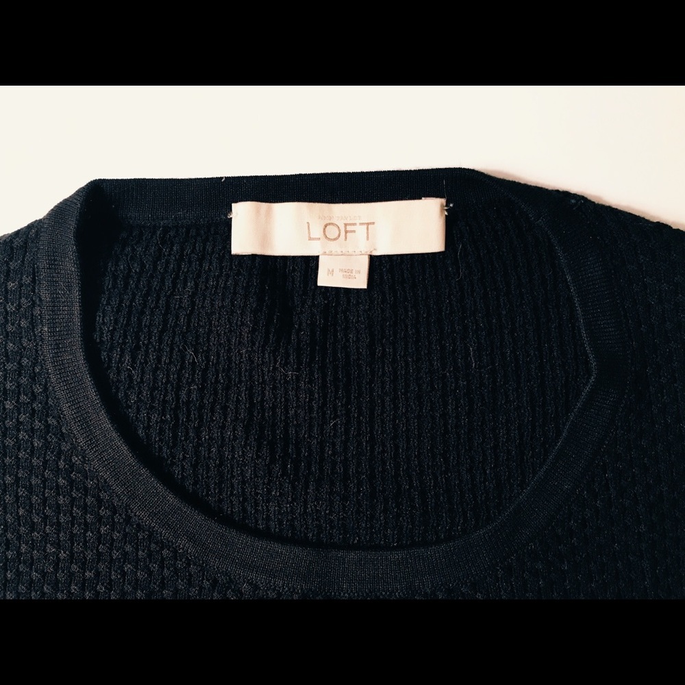 NWOT Medium Loft short sleeve black sweater - Picture 3 of 4